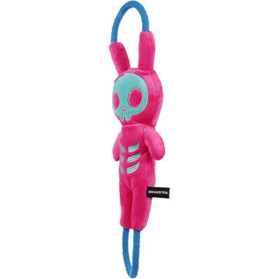 Brinquedo Pelúcia Qmonster Puxa Corda Coelho Shock Rosa e Azul para Cães