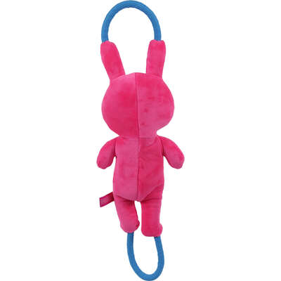 Brinquedo Pelúcia Qmonster Puxa Corda Coelho Shock Rosa e Azul para Cães