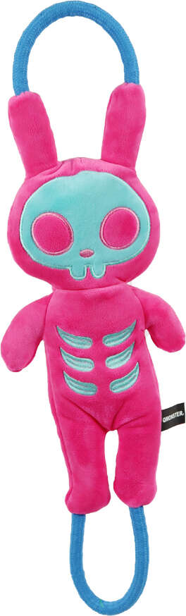 Brinquedo Pelúcia Qmonster Puxa Corda Coelho Shock Rosa e Azul para Cães - Tam. Único