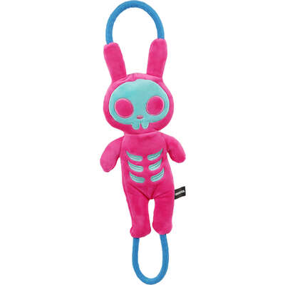Brinquedo Pelúcia Qmonster Puxa Corda Coelho Shock Rosa e Azul para Cães