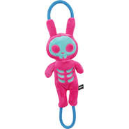 Brinquedo Pelúcia Qmonster Puxa Corda Coelho Shock Rosa e Azul para Cães - Tam. Único