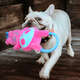 Brinquedo Pelúcia Qmonster Puxa Corda Coelho Shock Rosa e Azul para Cães