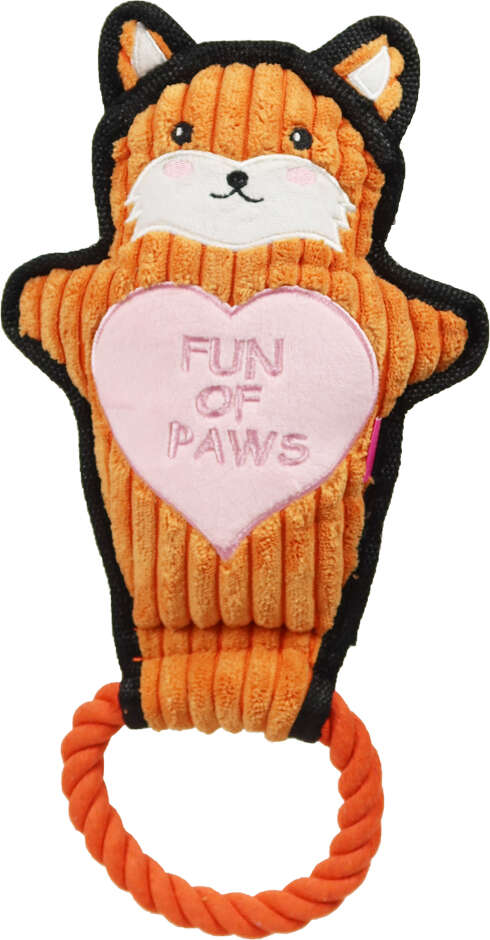 Brinquedo Pelúcia com Corda Qmonster Animais de Mãos Dadas Raposa Laranja para Cães - Tam. Único
