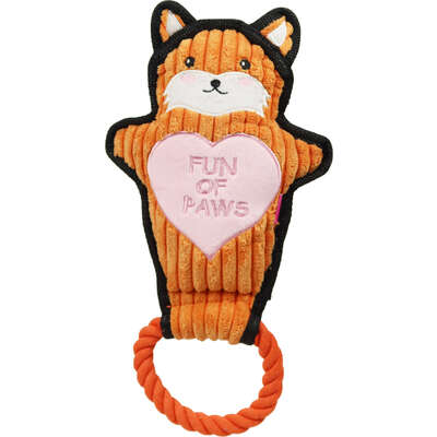 Brinquedo Pelúcia com Corda Qmonster Animais de Mãos Dadas Raposa Laranja para Cães