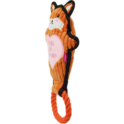 Brinquedo Pelúcia com Corda Qmonster Animais de Mãos Dadas Raposa Laranja para Cães