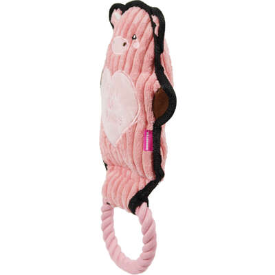 Brinquedo Pelúcia com Corda Qmonster Animais de Mãos Dadas Porco Rosa para Cães
