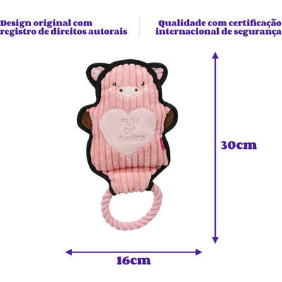 Brinquedo Pelúcia com Corda Qmonster Animais de Mãos Dadas Porco Rosa para Cães
