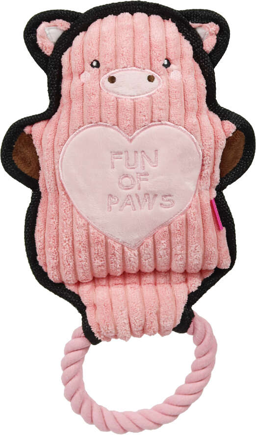 Brinquedo Pelúcia com Corda Qmonster Animais de Mãos Dadas Porco Rosa para Cães - Tam. Único