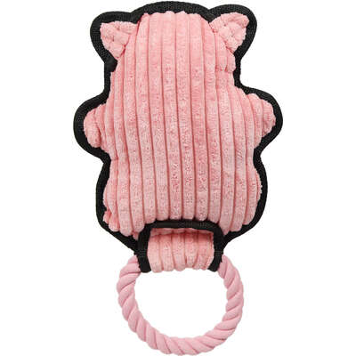 Brinquedo Pelúcia com Corda Qmonster Animais de Mãos Dadas Porco Rosa para Cães
