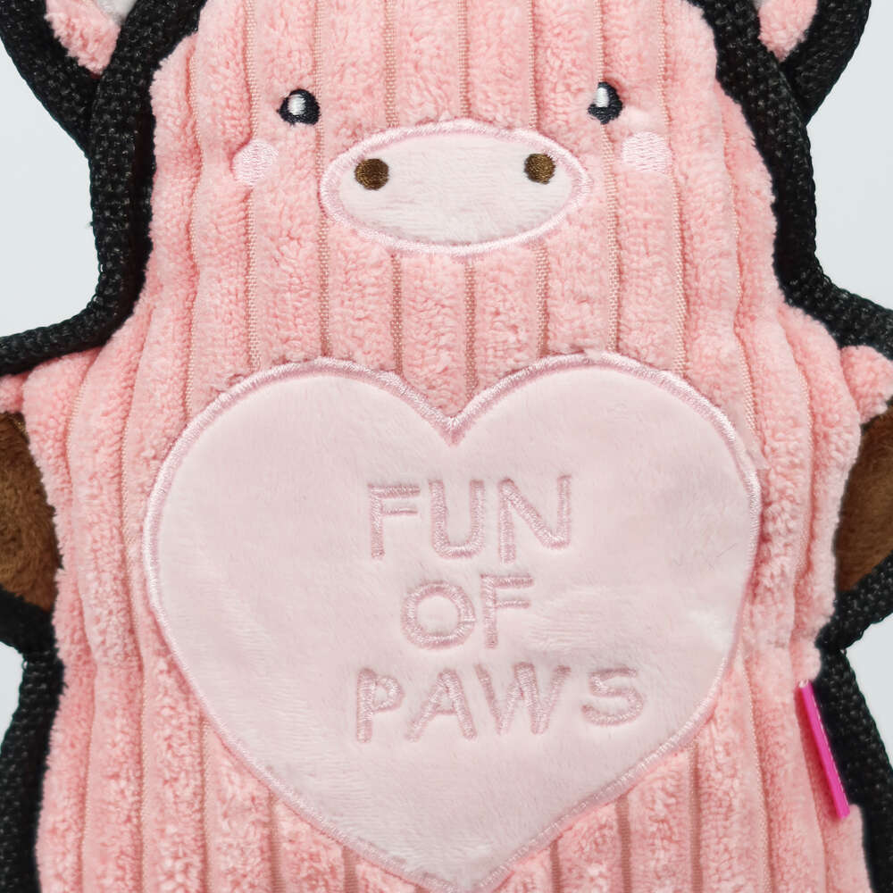 Brinquedo Pelúcia com Corda Qmonster Animais de Mãos Dadas Porco Rosa para Cães - Tam. Único