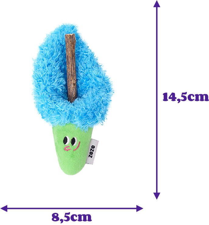 Brinquedo Pelúcia Zeze Espetinho Matatabi Calha Azul com Catnip para Gatos - Tam. Único