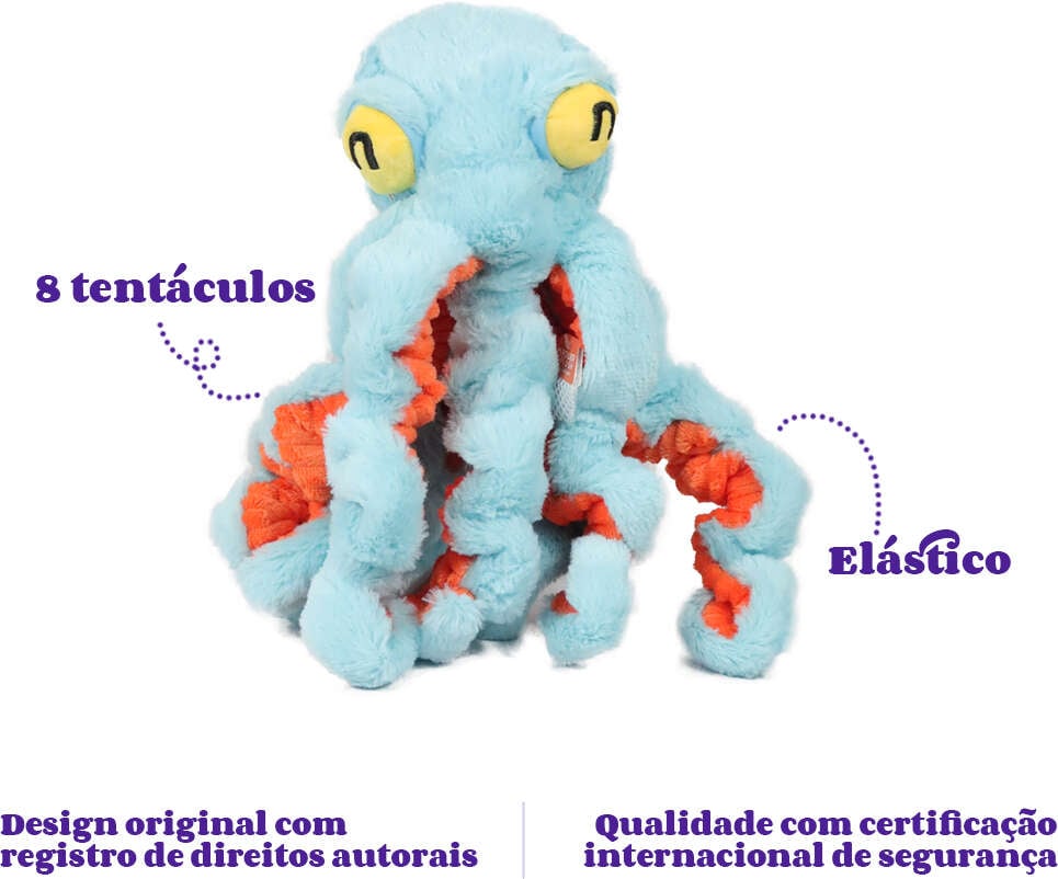 Brinquedo Pelúcia Qmonster Polvo Gigante Azul para Cães - Tam. Único
