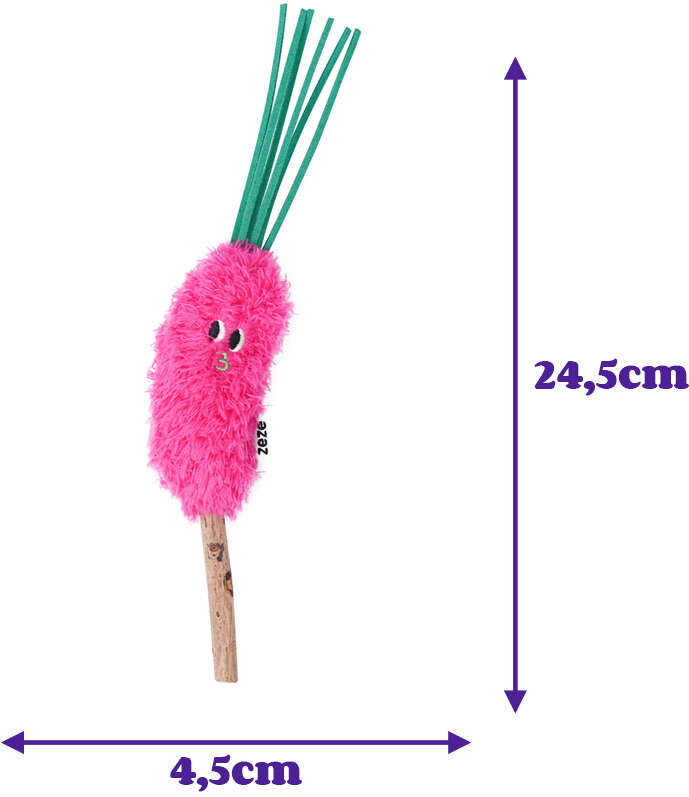 Brinquedo Pelúcia Zeze Espetinho Matatabi Setaria Rosa com Catnip para Gatos - Tam. Único