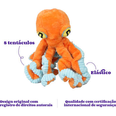 Brinquedo Pelúcia Qmonster Polvo Gigante Laranja para Cães