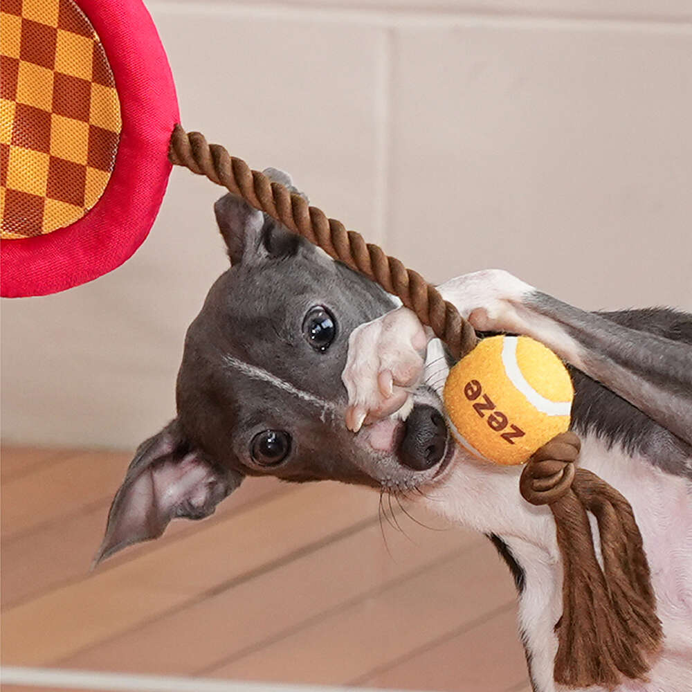 Brinquedo Pelúcia Zeze Mordedor Corda Kit Tennis Vermelho para Cães - Tam. Único