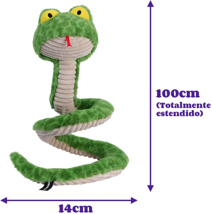 Brinquedo Pelúcia Qmonster Cobra de Mola Verde para Cães - Tam. Único