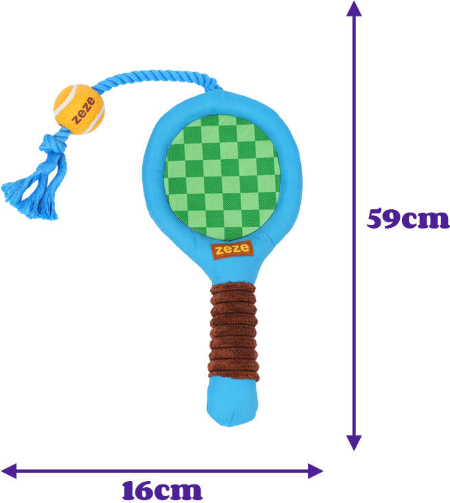 Brinquedo Pelúcia Zeze Mordedor Corda Kit Tennis Azul para Cães - Tam. Único