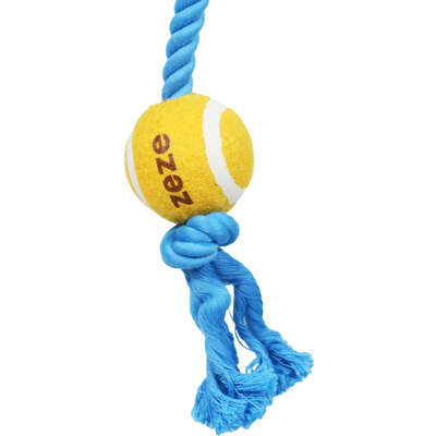 Brinquedo Pelúcia Zeze Mordedor Corda Kit Tennis Azul para Cães