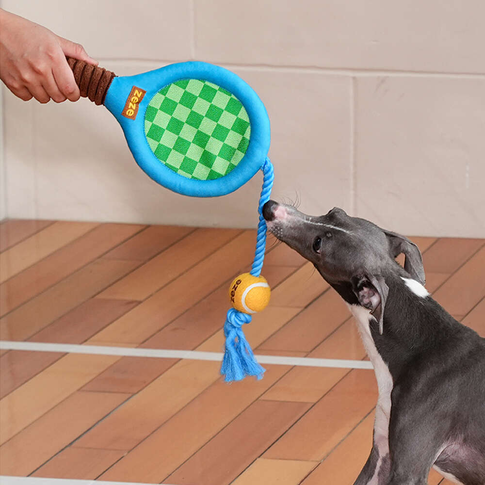 Brinquedo Pelúcia Zeze Mordedor Corda Kit Tennis Azul para Cães - Tam. Único
