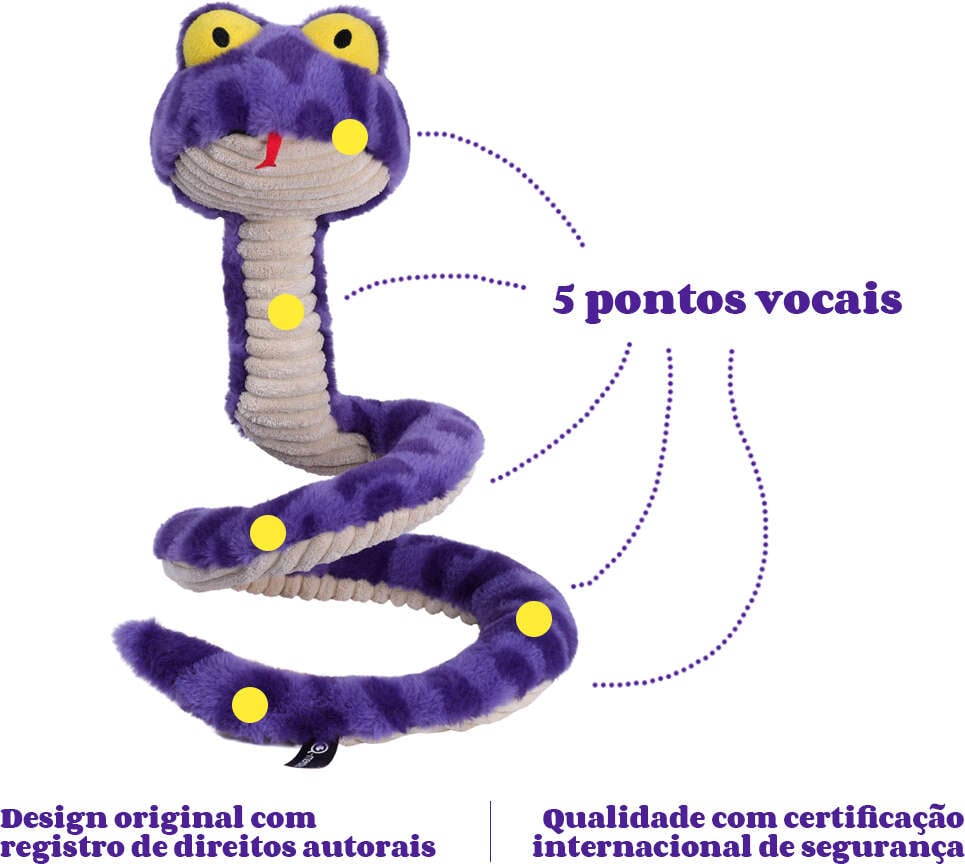 Brinquedo Pelúcia Qmonster Cobra de Mola Roxo para Cães - Tam. Único