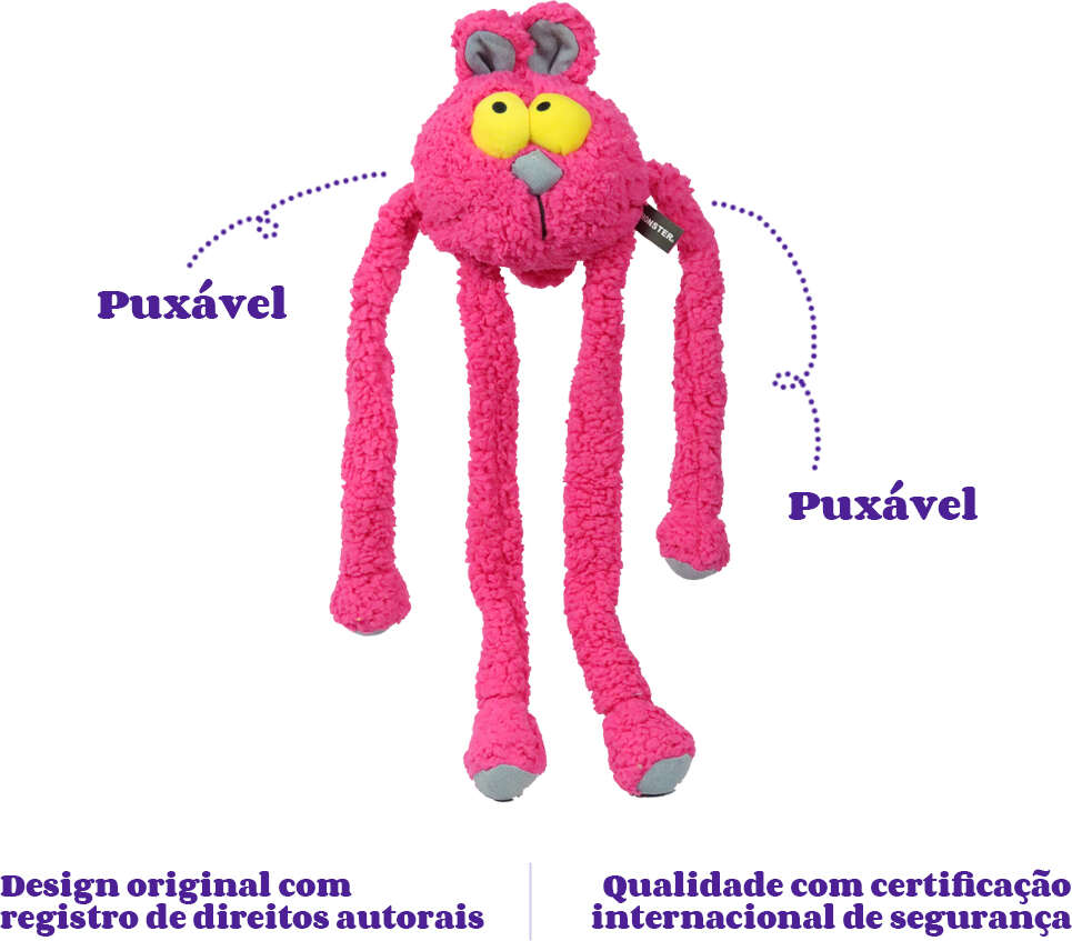 Brinquedo Pelúcia Qmonster Coelho Puxa Puxa Rosa para Cães - Tam. Único