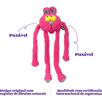 Brinquedo Pelúcia Qmonster Coelho Puxa Puxa Rosa para Cães