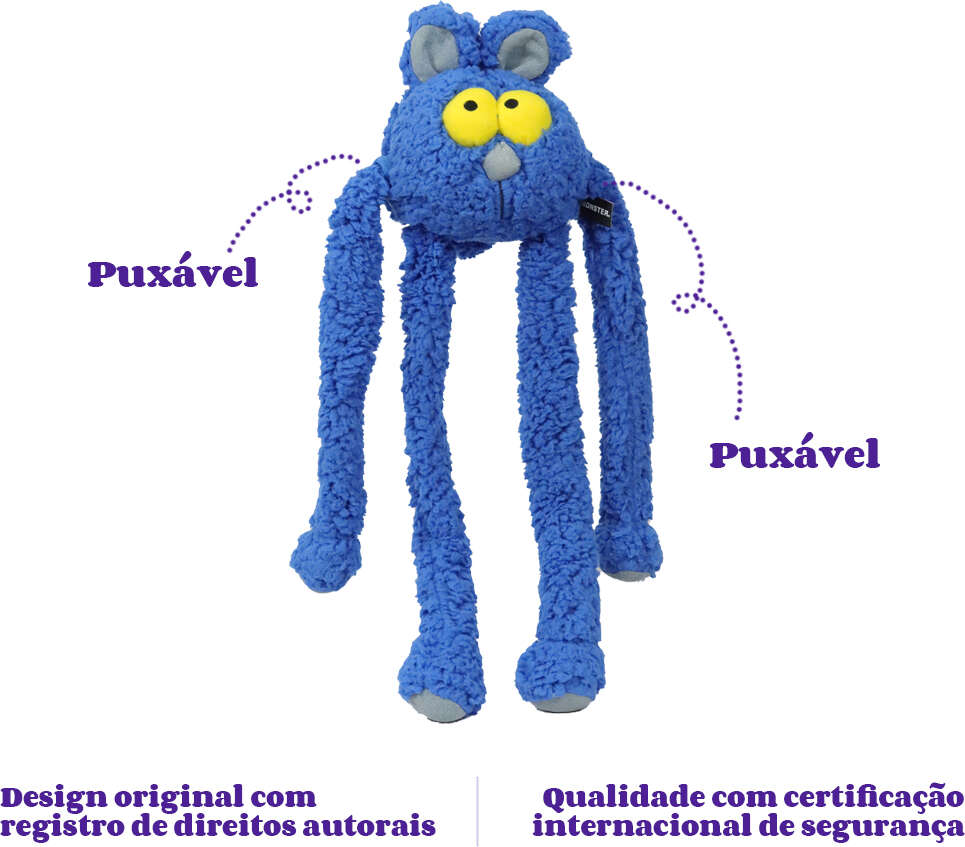 Brinquedo Pelúcia Qmonster Coelho Puxa Puxa Azul para Cães - Tam. Único
