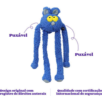Brinquedo Pelúcia Qmonster Coelho Puxa Puxa Azul para Cães