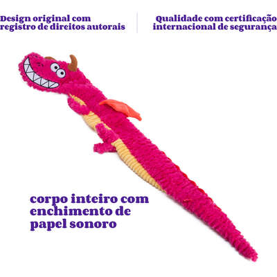 Brinquedo Pelúcia Qmonster Dragão Gigante Rosa para Cães