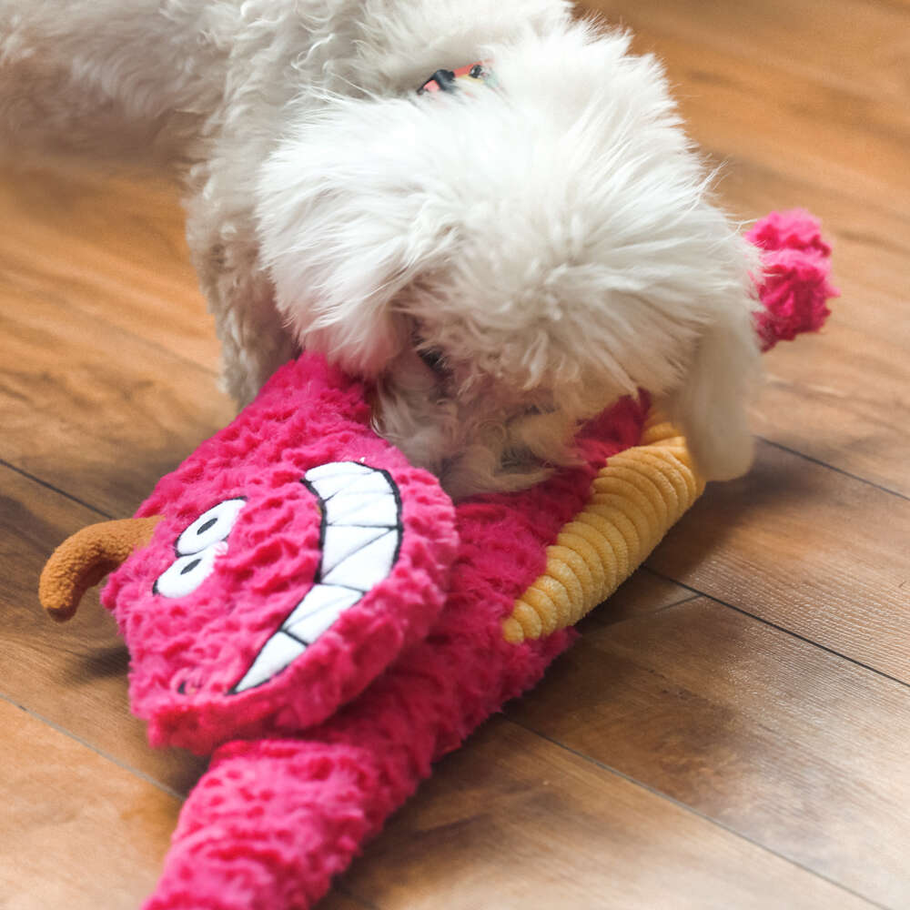 Brinquedo Pelúcia Qmonster Dragão Gigante Rosa para Cães - Tam. Único