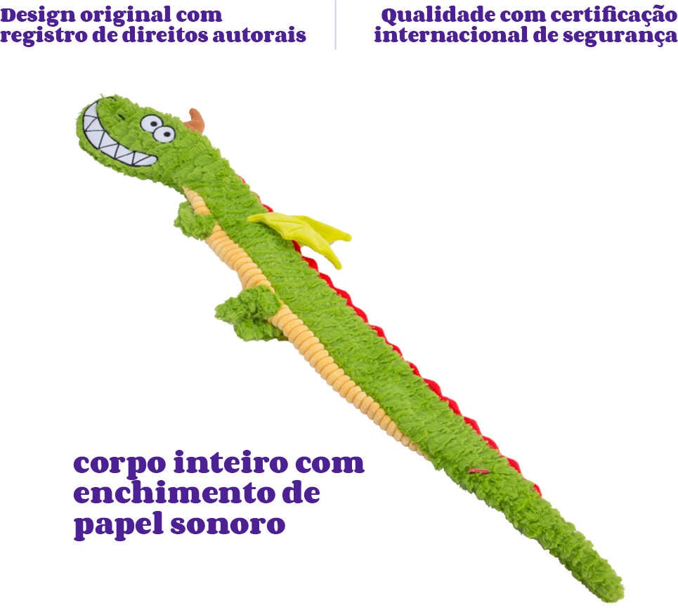 Brinquedo Pelúcia Qmonster Dragão Gigante Verde para Cães - Tam. Único