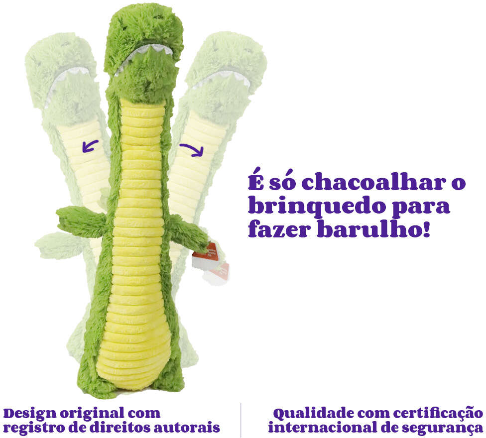 Brinquedo Pelúcia Qmonster Crocodilo Pescoço Comprido Verde para Cães - Tam. Único