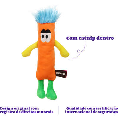 Brinquedo Pelúcia Qmonster Stickman com Catnip Laranja para Gatos