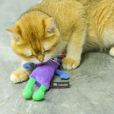 Brinquedo Pelúcia Qmonster Stickman com Catnip Roxo para Gatos”