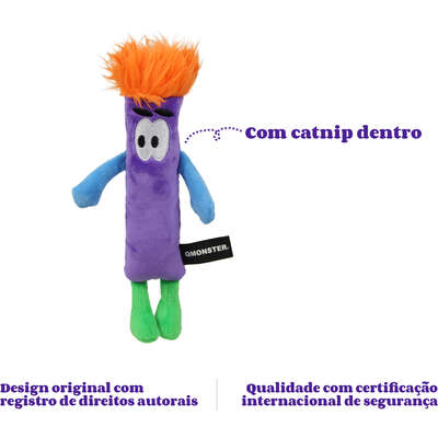 Brinquedo Pelúcia Qmonster Stickman com Catnip Roxo para Gatos”
