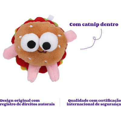 Brinquedo Pelúcia Qmonster Fast Food Hambúrguer com Catnip para Gatos