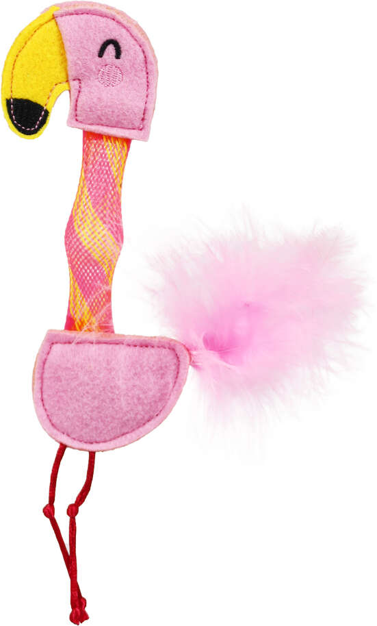 Brinquedo Pelúcia Fofos Animais Pulam Pulam Flamingo com Catnip para Gatos - Tam. Único