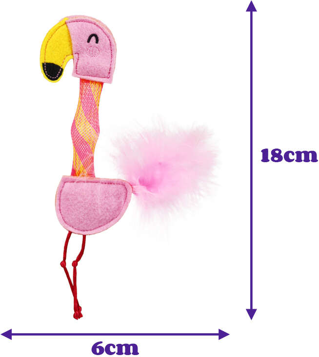 Brinquedo Pelúcia Fofos Animais Pulam Pulam Flamingo com Catnip para Gatos - Tam. Único