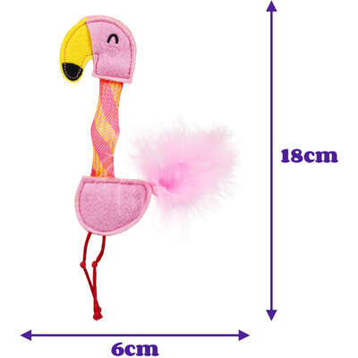 Brinquedo Pelúcia Fofos Animais Pulam Pulam Flamingo com Catnip para Gatos