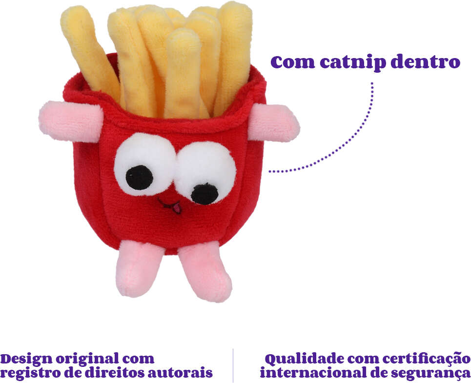 Brinquedo Pelúcia Qmonster Fast Food Batata Frita com Catnip para Gatos - Tam. Único