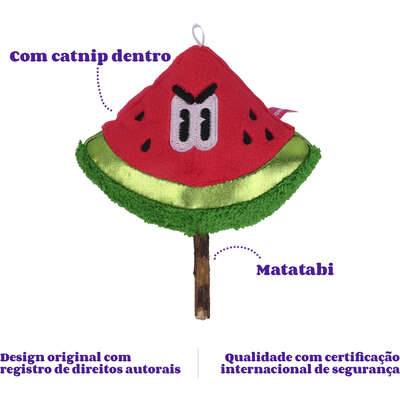 Brinquedo Pelúcia Qmonster Pirulito Melancia Matatabi com Catnip para Gatos