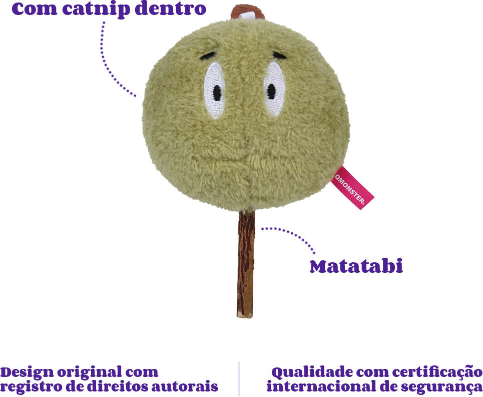 Brinquedo Pelúcia Qmonster Pirulito Durião Matatabi com Catnip para Gatos - Tam. Único