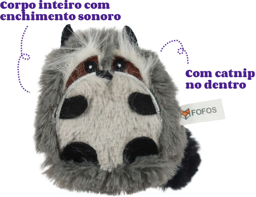 Brinquedo Pelúcia Fofos Fazenda Guaxinim com Catnip para Gatos - Tam. Único