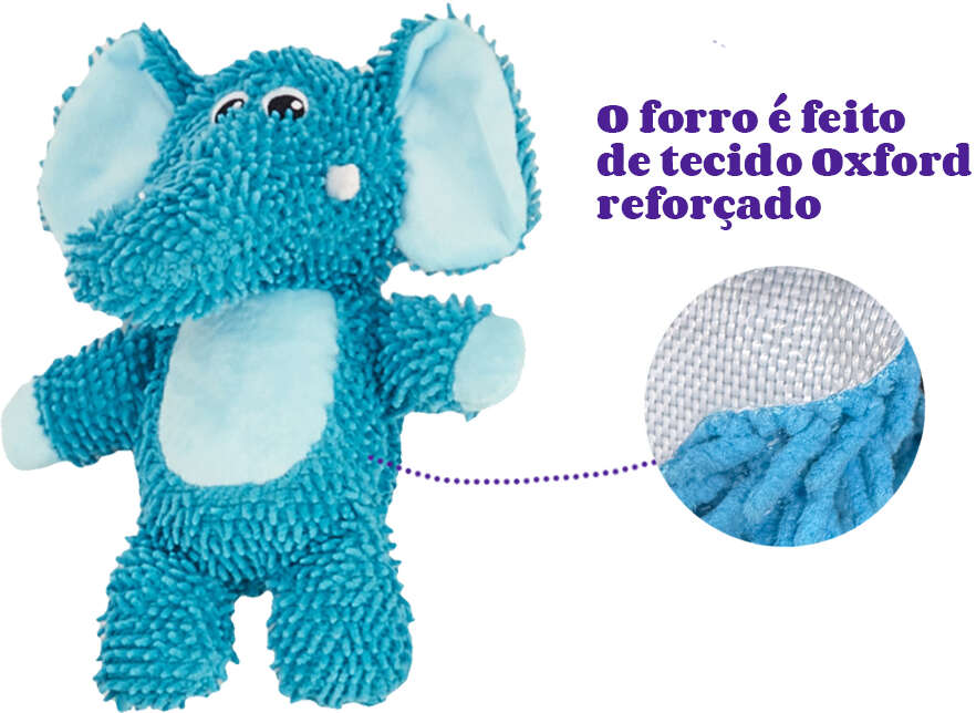 Brinquedo Pelúcia Fofos Chenille Tough Animais Elefante para Cães - Tam. Único