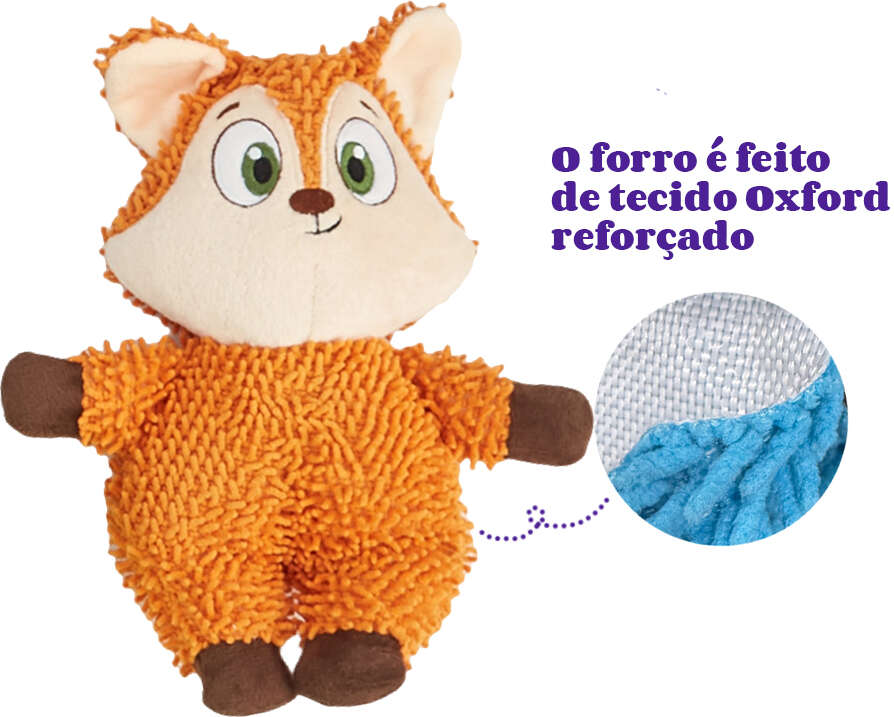 Brinquedo Pelúcia Fofos Chenille Tough Animais Raposa para Cães - Tam. Único