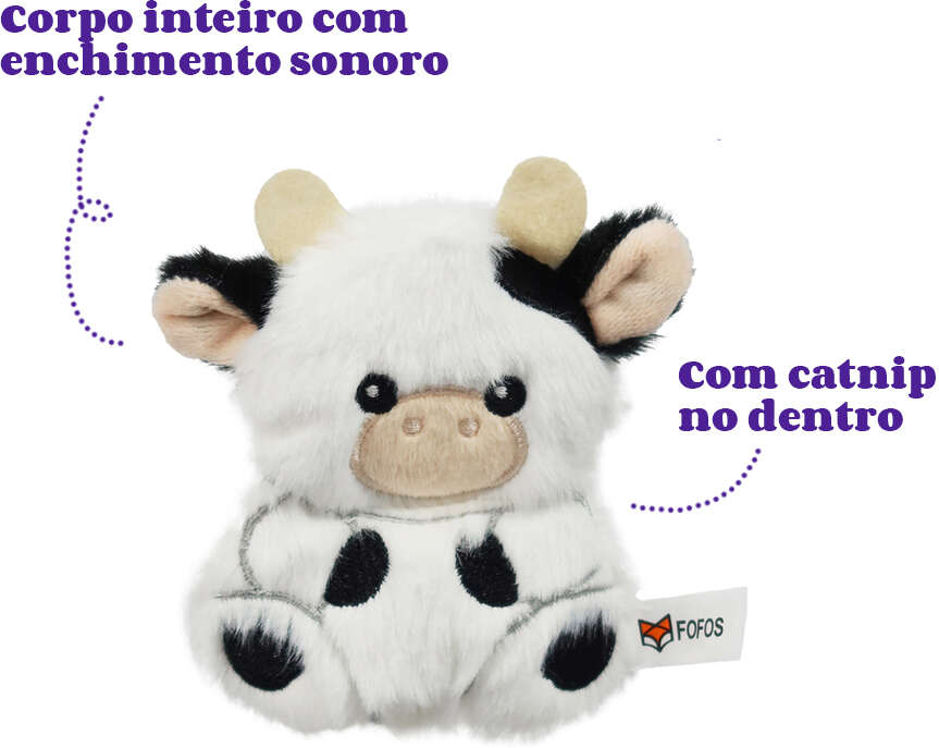 Brinquedo Pelúcia Fofos Fazenda Vaca com Catnip para Gatos - Tam. Único