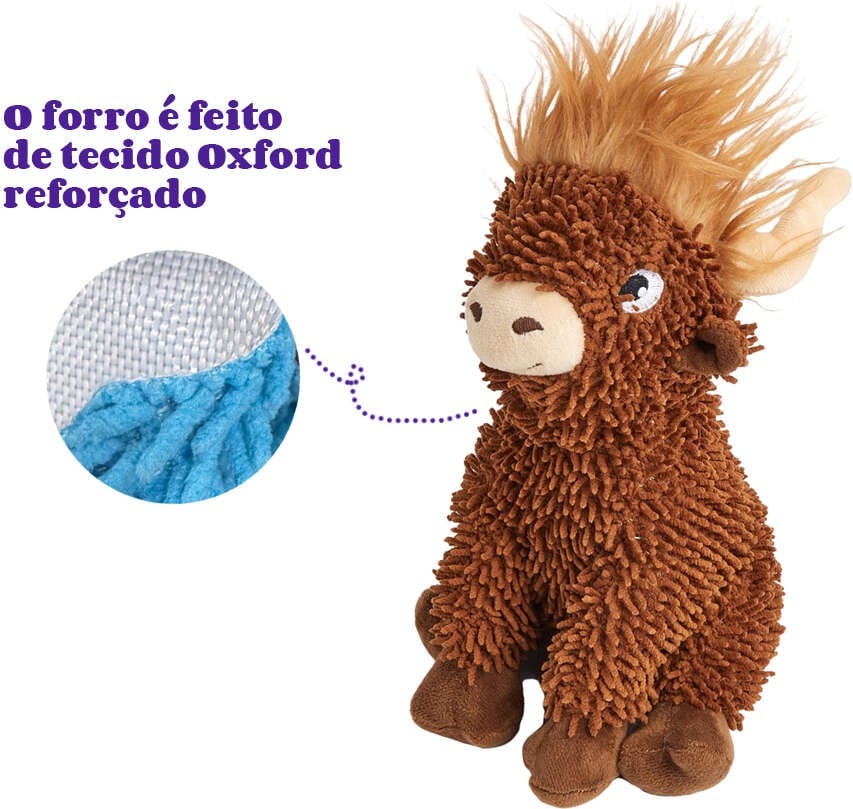Brinquedo Pelúcia Fofos Chenille Tough Animais Iaque para Cães - Tam. Único