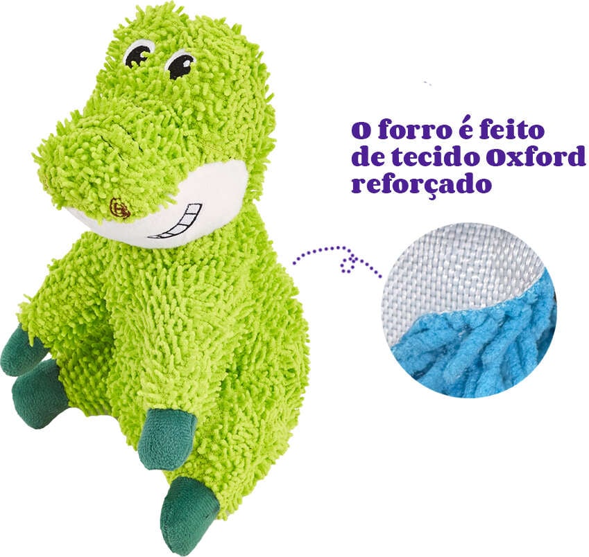 Brinquedo Pelúcia Fofos Chenille Tough Animais Jacaré para Cães - Tam. Único