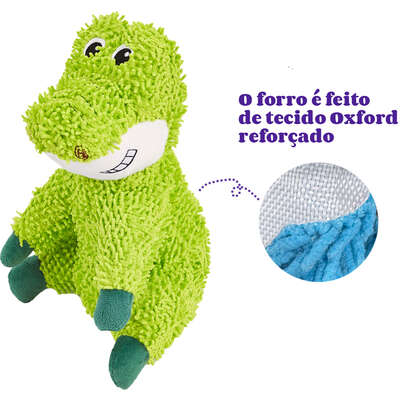 Brinquedo Pelúcia Fofos Chenille Tough Animais Jacaré para Cães
