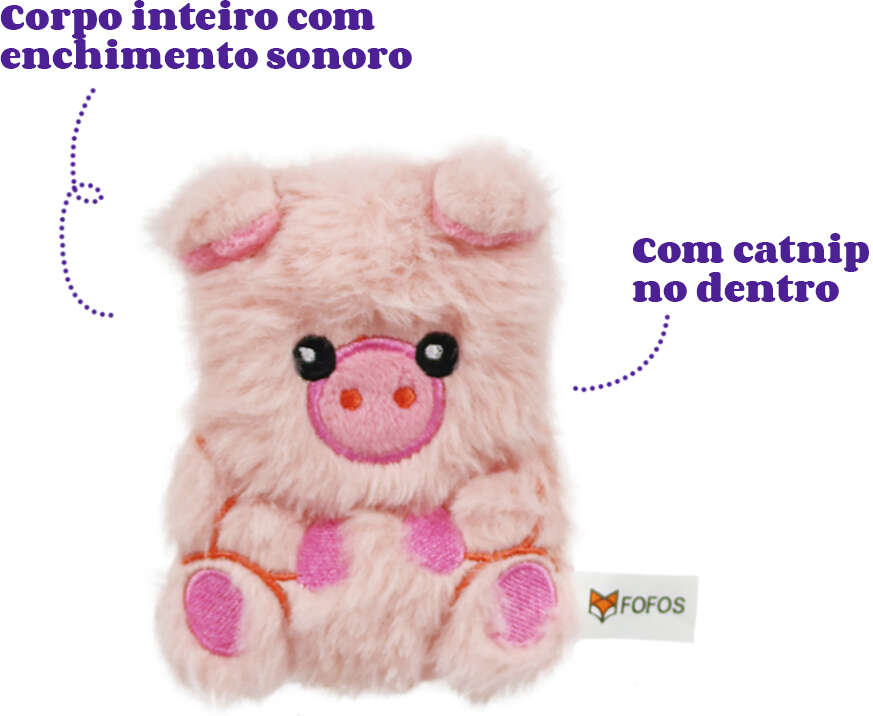 Brinquedo Pelúcia Fofos Fazenda Porco com Catnip para Gatos - Tam. Único